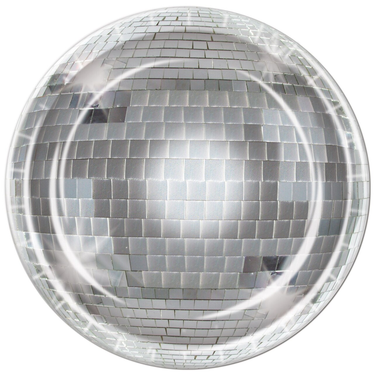 Party Central Pack of 96 Silver and Gray Disco Ball Disposable Dinner Plates 9"